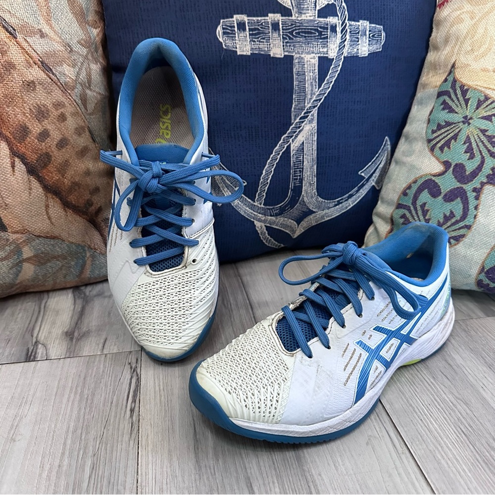 ASICS Solution Swift FF Sneakers Women’s 7.5 Running Shoes White Blue Activewear